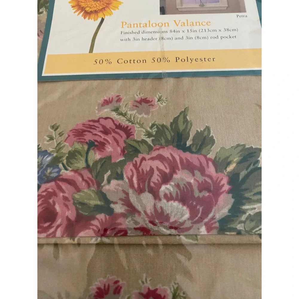 VTG 80's Springmaid  Floral Curtain Panel Pair 80x84 & 2 Pantaloon Valances NEW